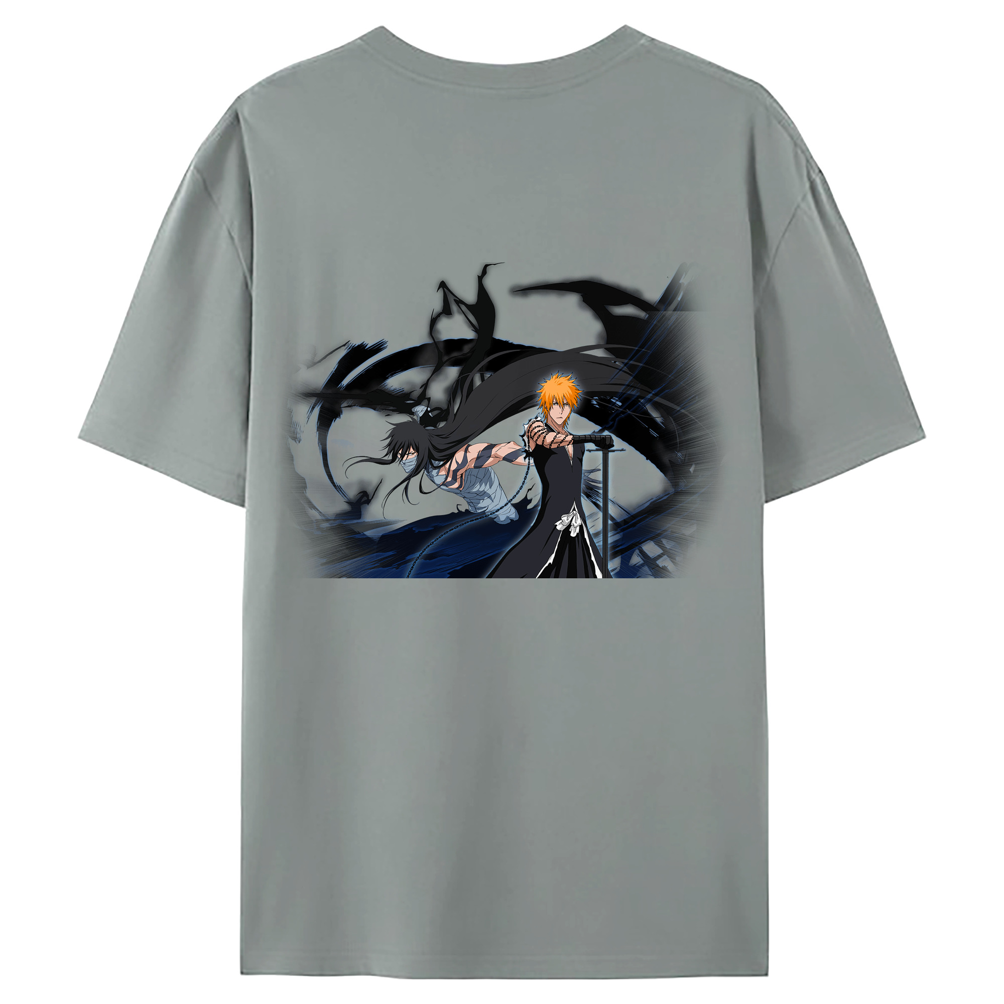 （画像用） ブリーチ 黒崎一護（くろさき いちご）BLEACH Kurosaki Ichigo 綿100％ メンズ半袖Tシャツ（バックプリント） 通気性